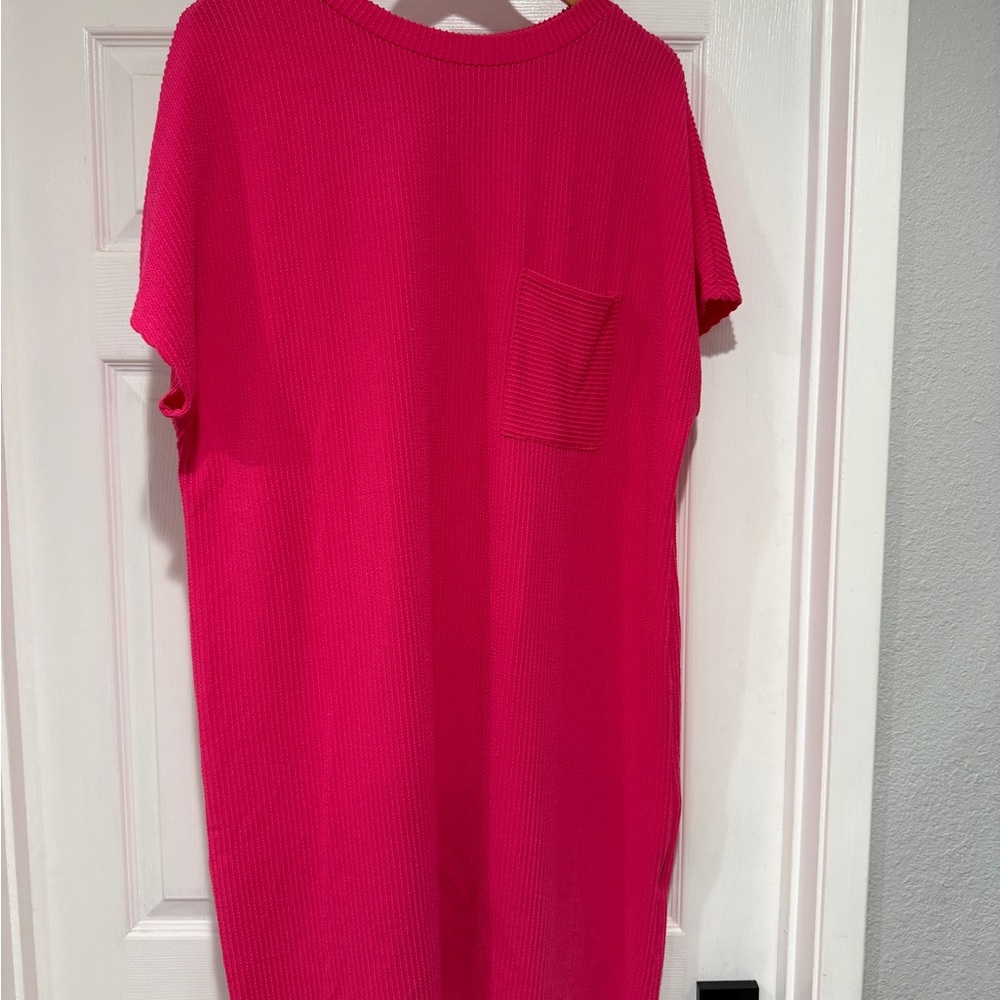 Vibrant Pink Short Sleeve Dress